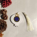 Γούρι 2026 Επιτραπέζιο Κεραμικό Ρόδι με Πλέξι Ακρυλικό Μάτι - Image 2