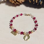 Βραχιόλι Γούρι 2026 με Χάντρες SWAROVSKI σε κόκκινο και λευκό