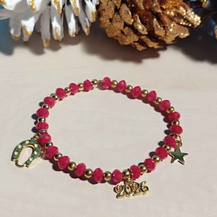 Βραχιόλι Γούρι 2026 Ελαστικό με Χάντρες τύπου SWAROVSKI - Image 2