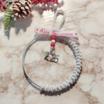 Γούρι 2026 Κρίκος με εκρού Γυαλιστερό κορδόνι και κορδέλα Καλά Χριστούγεννα - Image 3