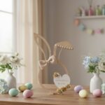 Διακοσμητικά Ξύλινα Αυτιά Λαγού με Πλέξι Καρδιά Δώρο για τη Δασκάλα - Image 3