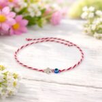 Μάρτης με Ασημί Επάργυρο Πλακέ Σταυρό και μπλε Μάτι - Image 2