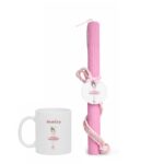 Πασχαλινή Λαμπάδα Μπαλαρίνα με Κούπα σε Ροζ Μελισσοκέρι