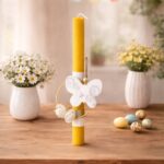 Πασχαλινή Λαμπάδα με Ξύλινη Πεταλούδα σε Φυσικό Μελισσοκέρι - Image 2