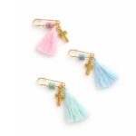 Μαρτυρικά Βάπτισης Πέτου με Χρυσό Σταυρό και Κεραμικές χάντρες