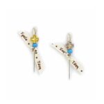 Μαρτυρικά Βάπτισης Πέτου με πλακέ Σταυρό και Κορδέλα Ευχών σε Καρφίτσα