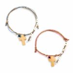 Μαρτυρικά Βάπτισης Βραχιόλι με Ξύλινο Φυσικό Σταυρό και Κορδέλα Ευχών