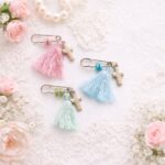 Μαρτυρικά Βάπτισης Πέτου με Ασημί Σταυρό και Κεραμικές χάντρες - Image 2