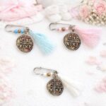 Μαρτυρικά Βάπτισης Πέτου με Ασημί Κωνσταντινάτο και Χάντρες - Image 2