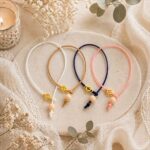 Μαρτυρικά Βάπτισης Βραχιόλι με Χρυσό Σταυρό και Χάντρα σε Σουέτ Δέρμα - Image 2