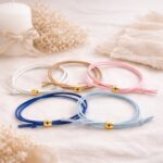 Μαρτυρικά Βάπτισης Βραχιόλι με Κυλινδρικό Χρυσό Σταυρό σε σουέτ Δέρμα - Image 2