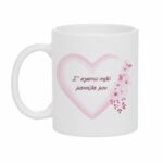 Κούπα Δώρο για τη Μαμά σε ροζ Καρδιά με Λουλούδια