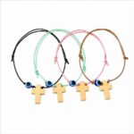 Μαρτυρικά Βάπτισης Βραχιόλι με Ξύλινο Φυσικό Σταυρό